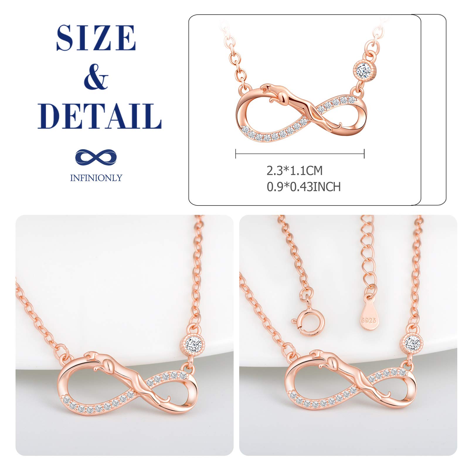 INFINIONLY Fashion Collana oro rosa infinito leopardo