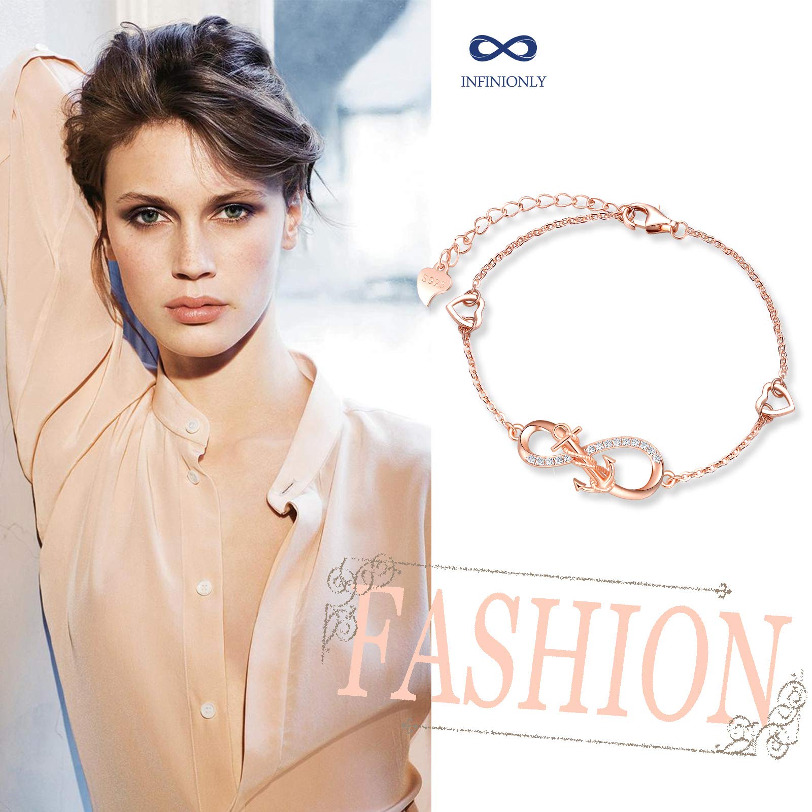 INFINIONLY Fashion Bracelets A-cuore bracciale argento infinito cuore