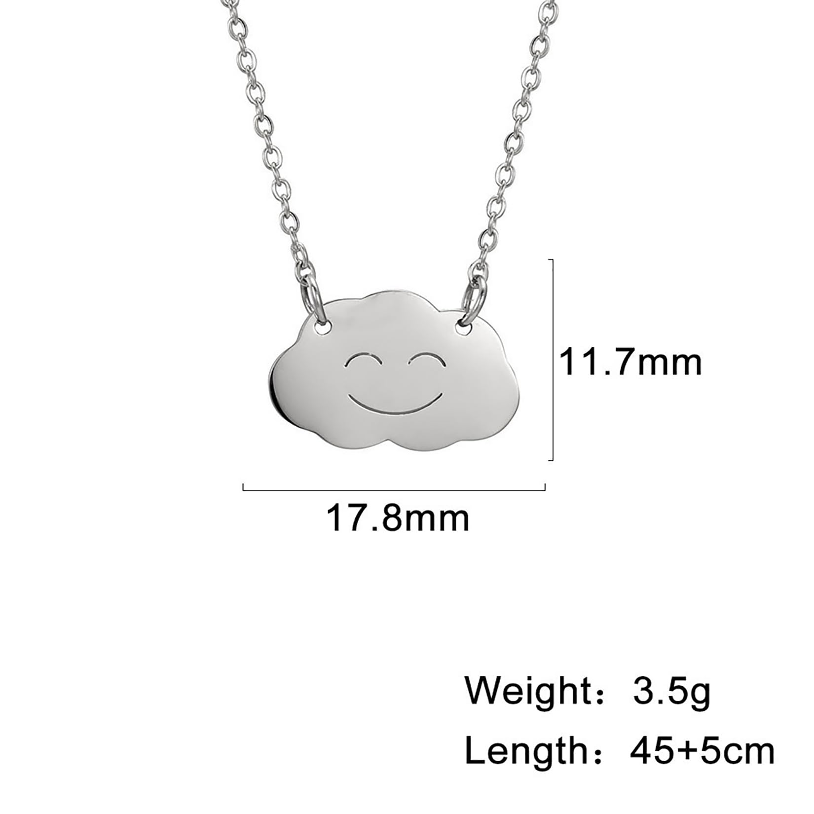 EUEAVAN Necklaces Collana nuvola smiley acciaio