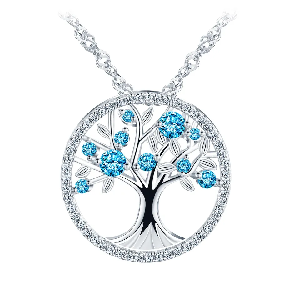 INFINIONLY Fashion Collana Albero della Vita Argento 925 blu