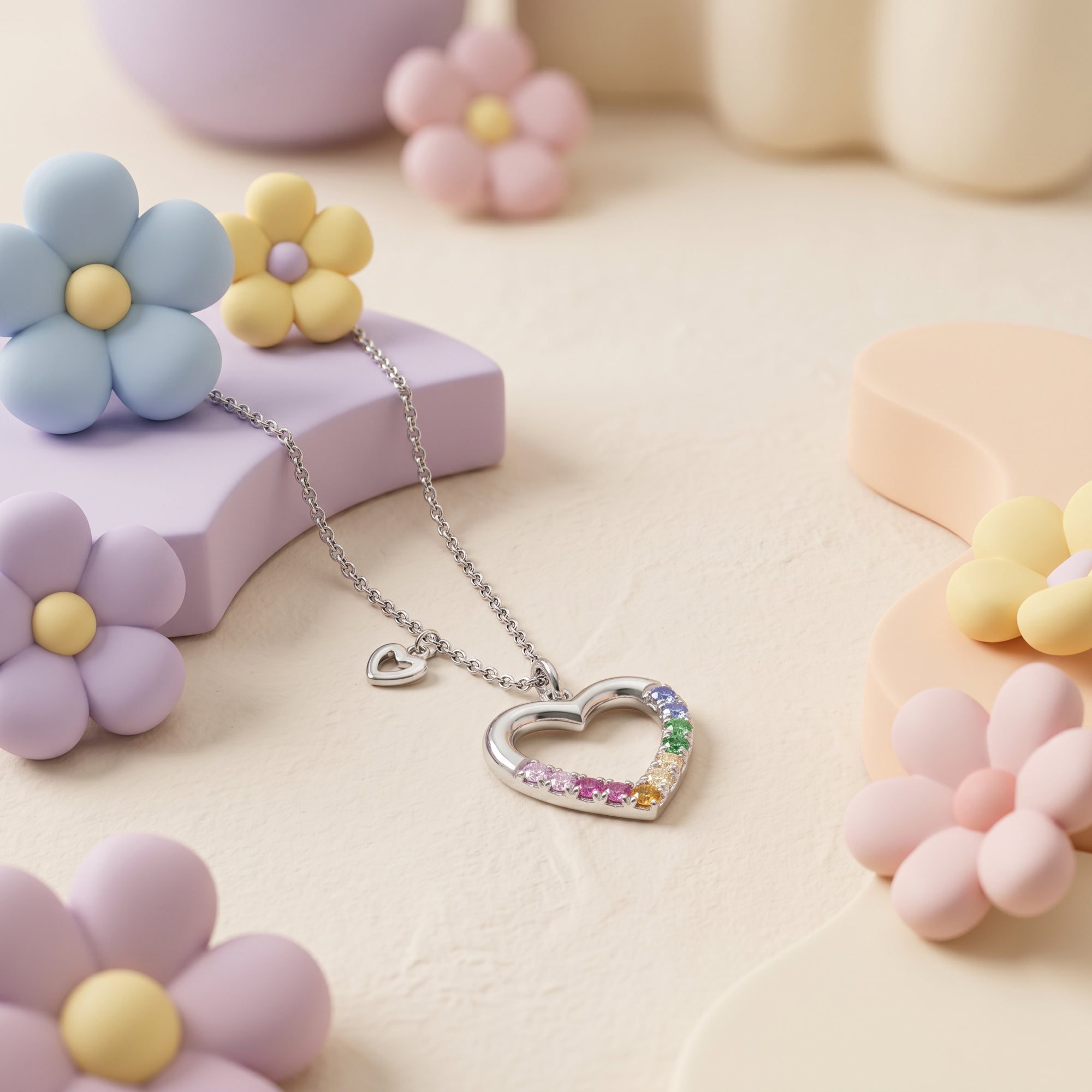 Engelsrufer Kinder Herz collana bambina cuore zirconia multicolor