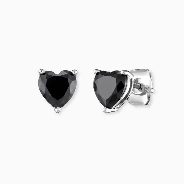 Engelsrufer Ohrringe Shiny Orecchini Cuore Argento Zirconia Nera