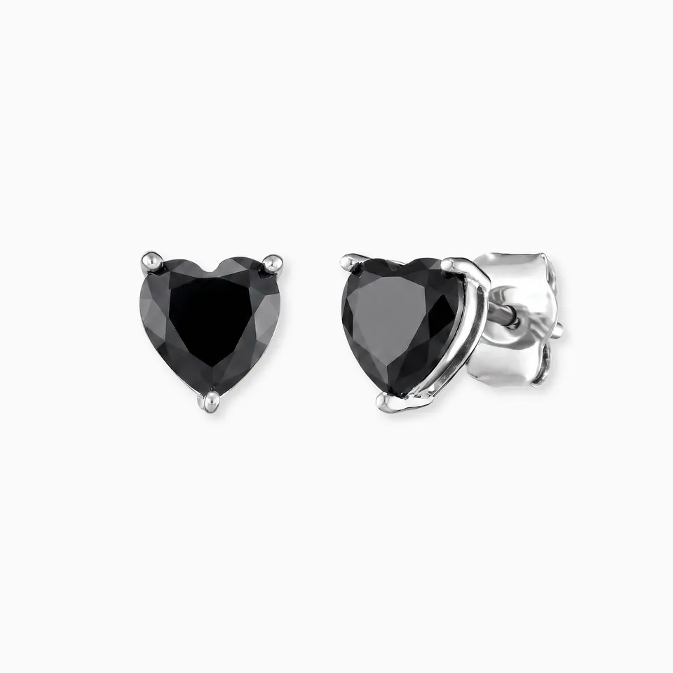 Engelsrufer Ohrringe Shiny Orecchini Cuore Argento Zirconia Nera
