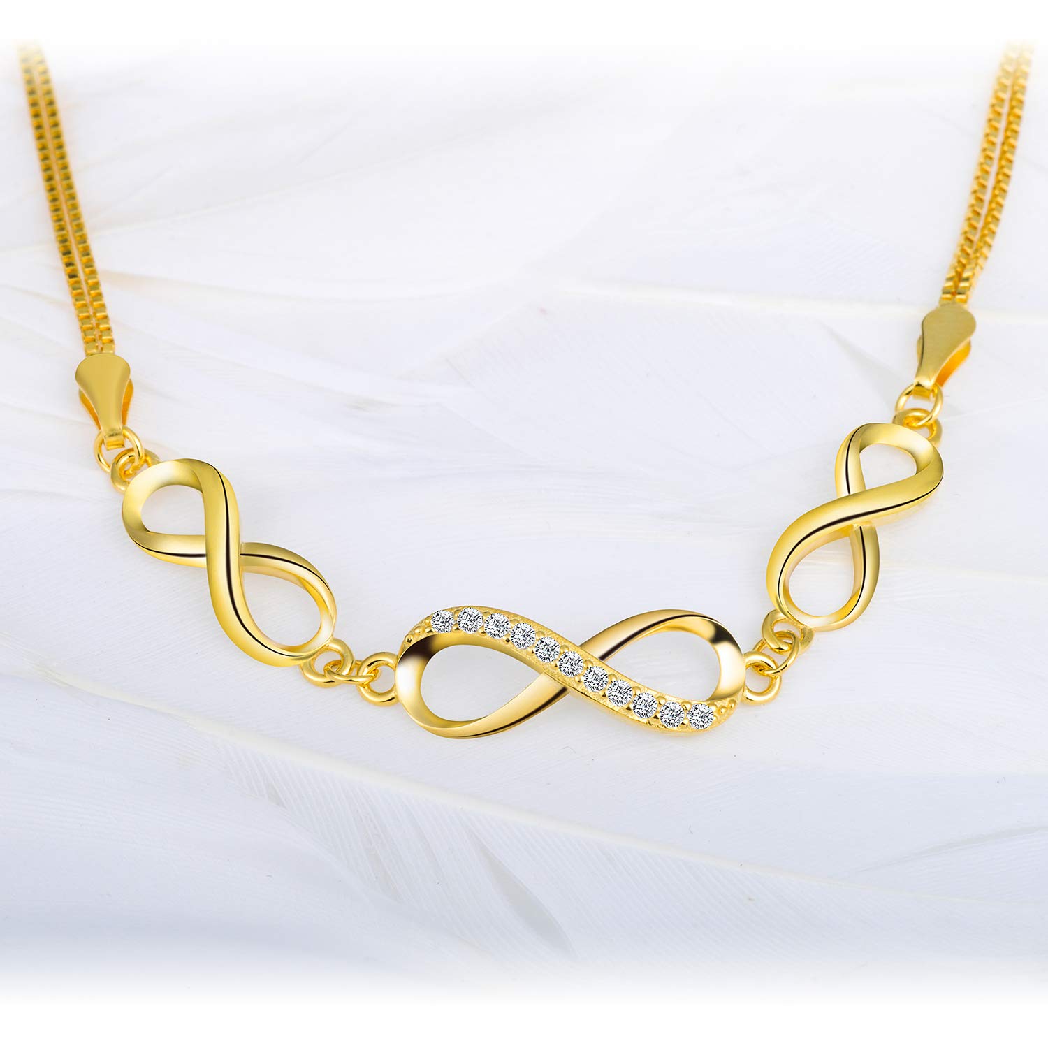 INFINIONLY Infinito bracciale argento zirconi oro