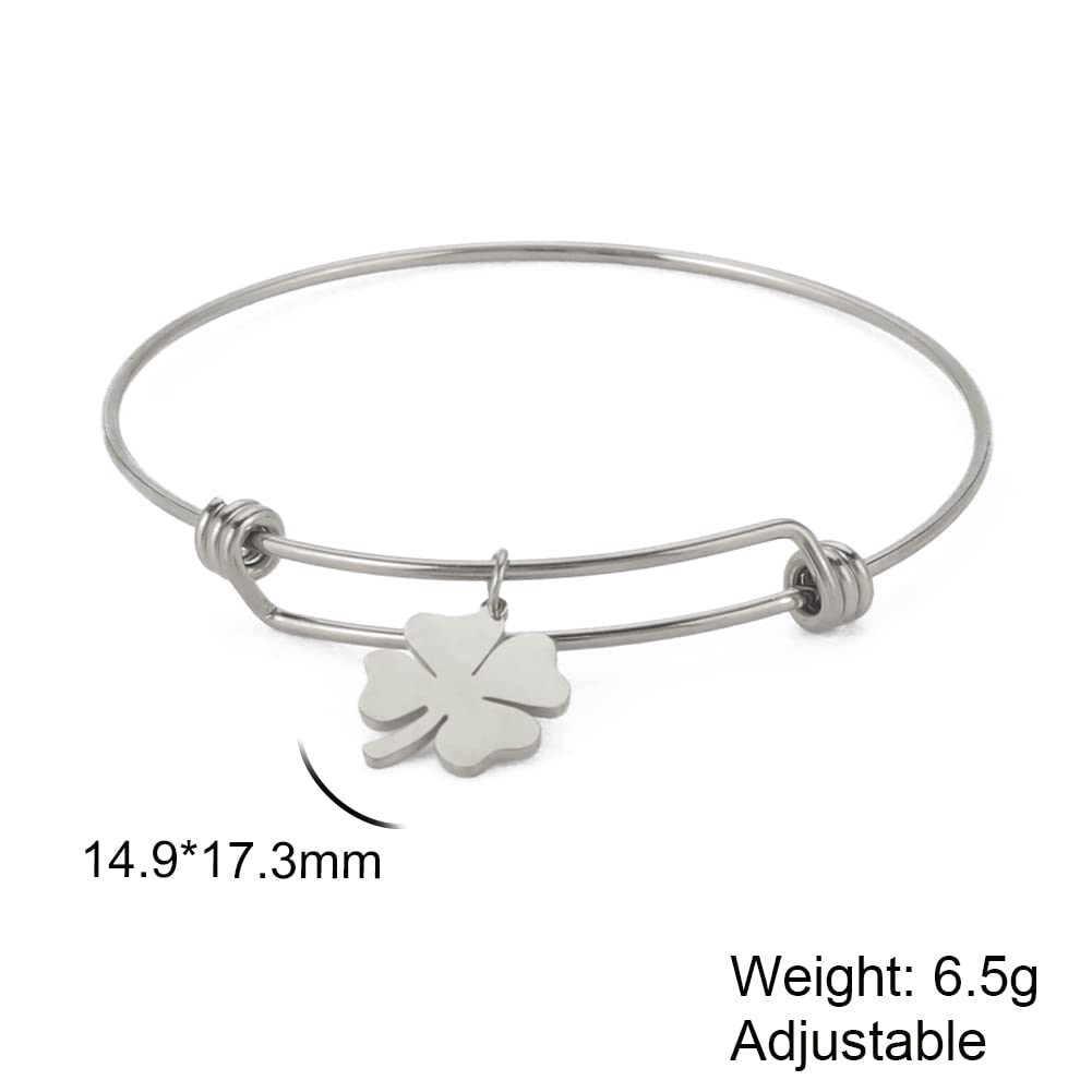 EUEAVAN Bracelets Bracciale Trifoglio Acciaio Espandibile