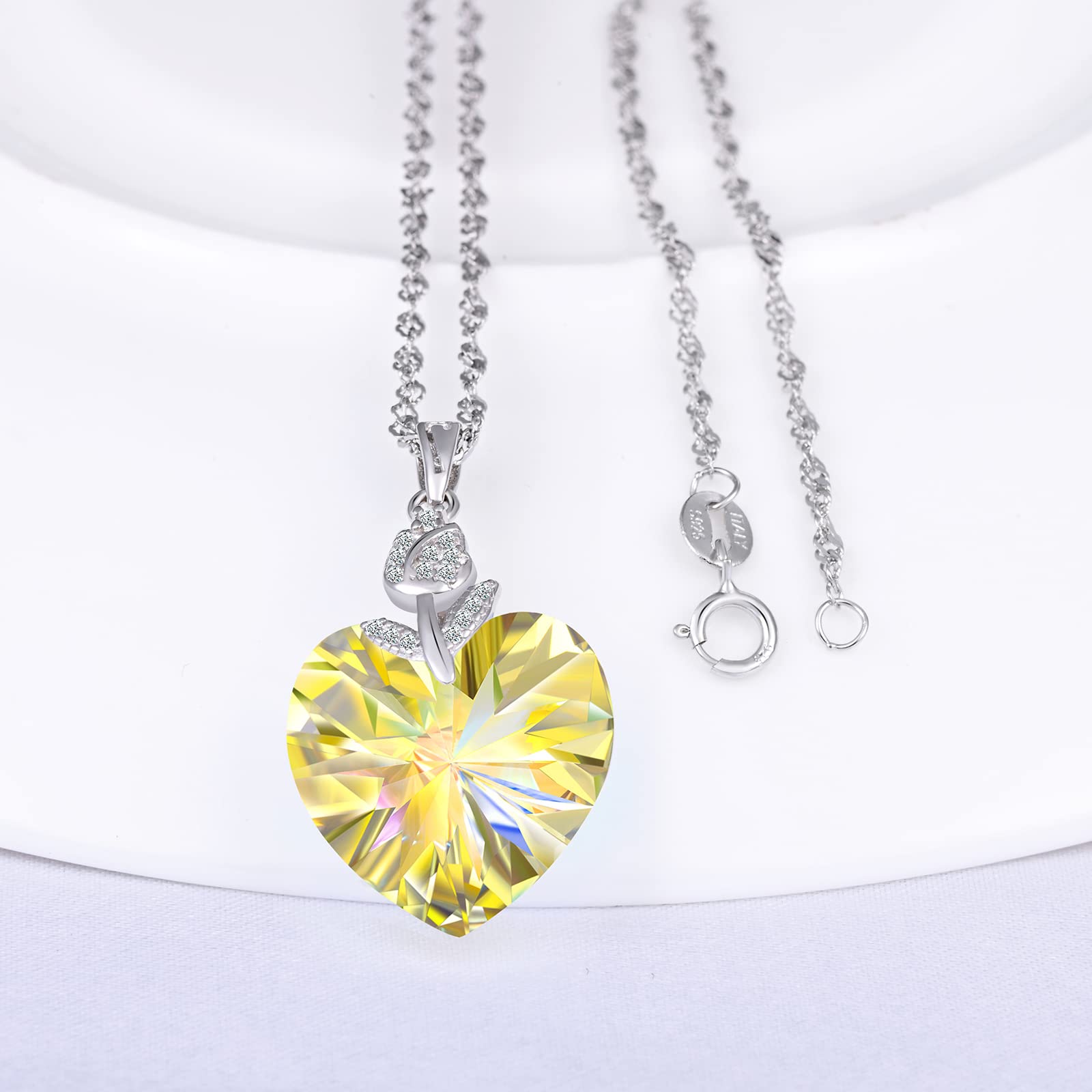 INFINIONLY Fashion Necklaces collana cuore giallo argento 925