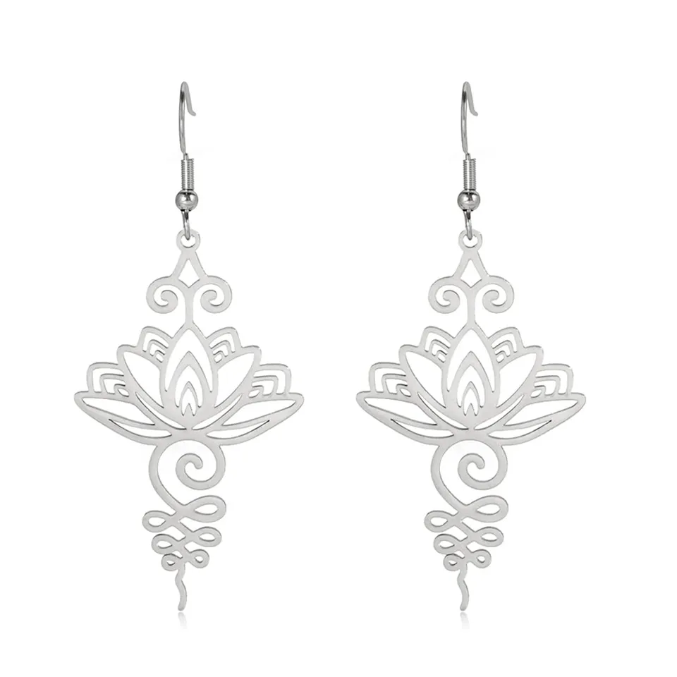 EUEAVAN Earrings orecchini pendenti loto yoga argento