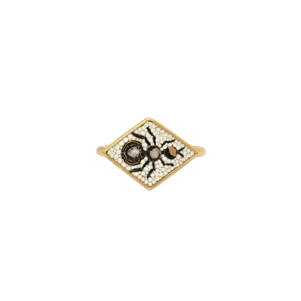 Le Sibille Ant Anello oro giallo 18 kt mosaico romano