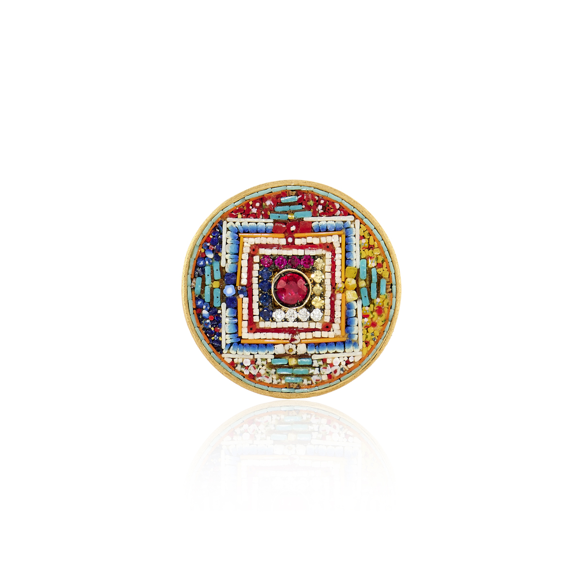 Le Sibille Mandala Ring anello oro rubini zaffiri