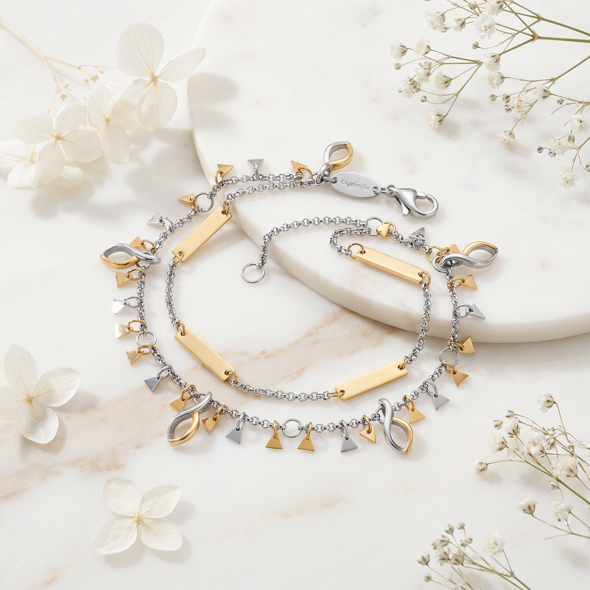 Engelsrufer Boho Triangle bracciale acciaio bicolor