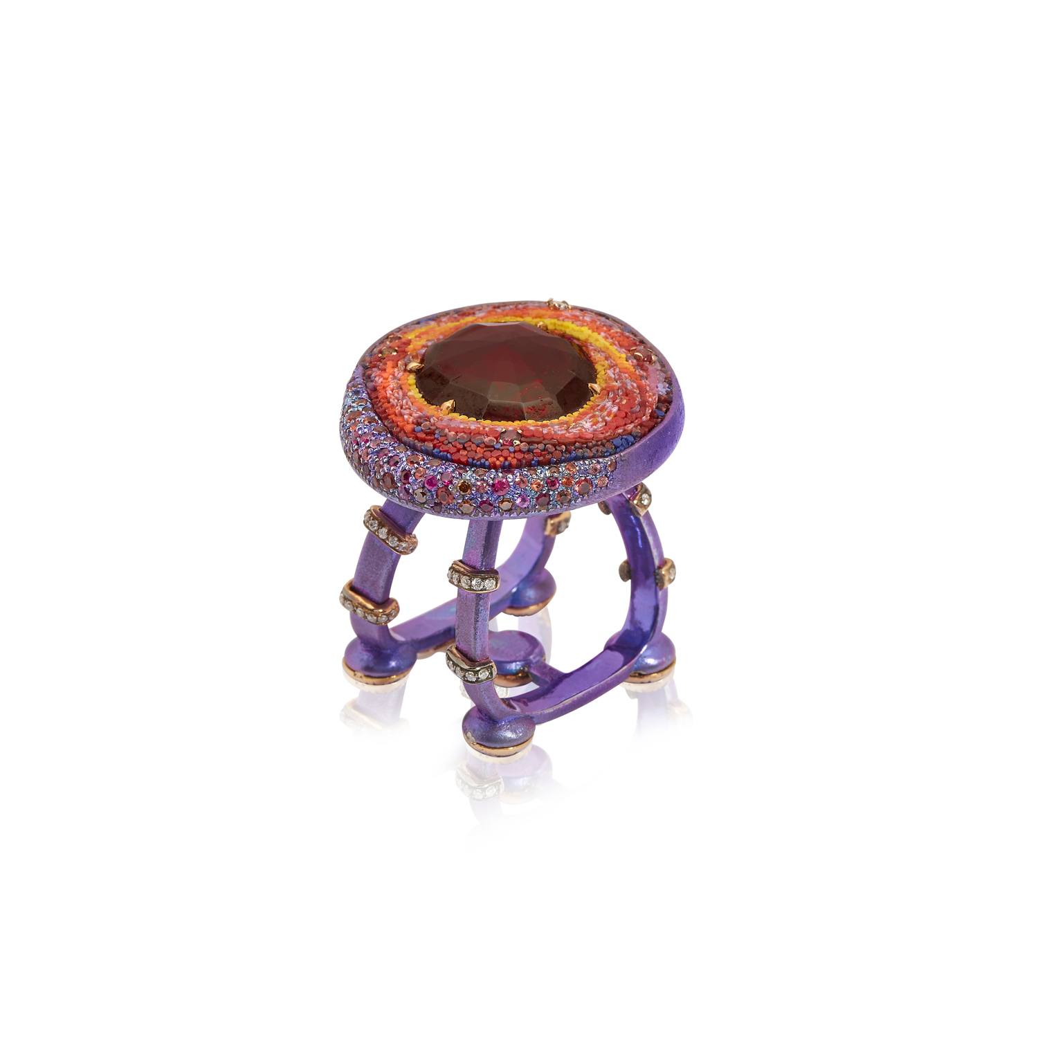 Le Sibille Venus Ring anello oro rosa granato rodolite