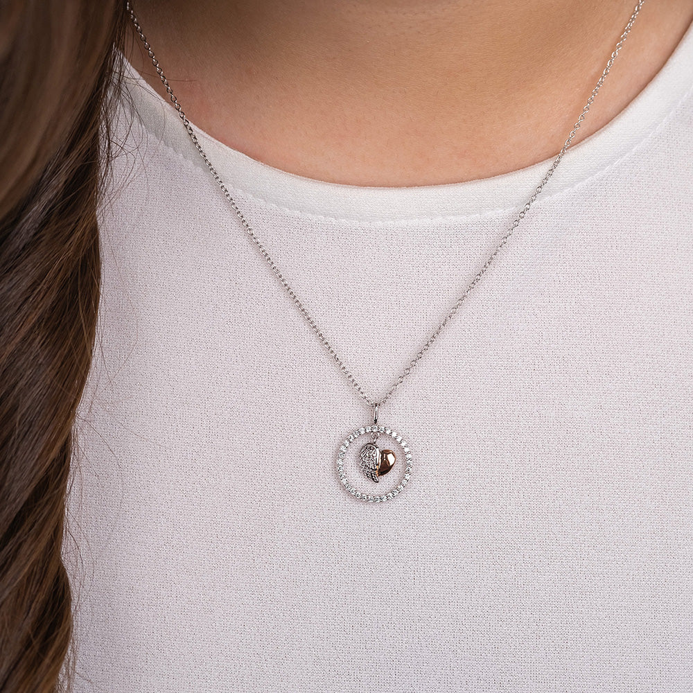 Engelsrufer Herzflügel collana argento cuore bicolor zirconia
