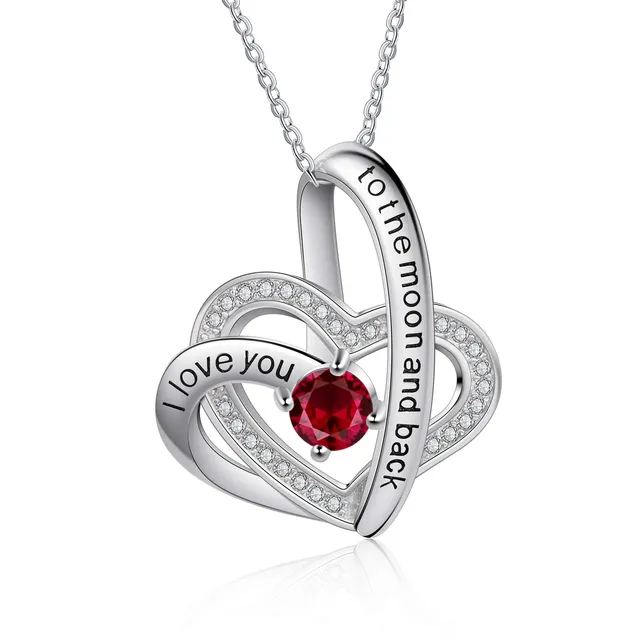 Jessemade Gioielli Collana cuore argento 925 birthstone