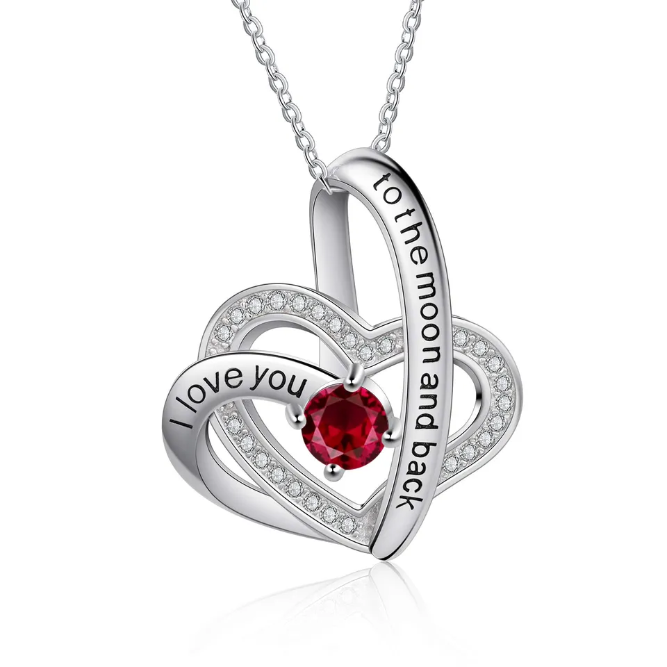 Jessemade Gioielli Collana cuore argento 925 birthstone