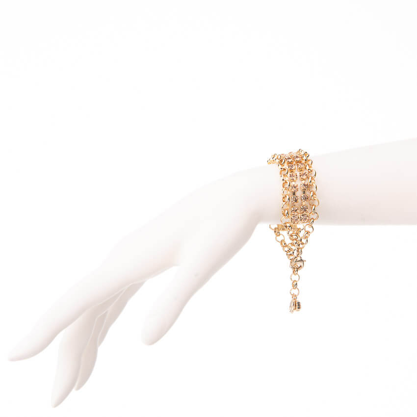 Chic Ad Hoc Bracciale Catena Dorata Cristalli Oro Topazio