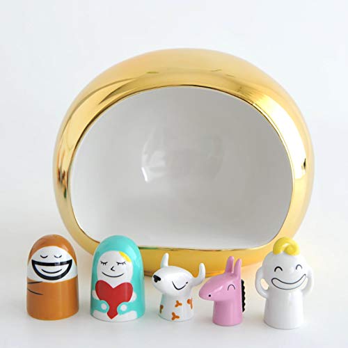 Alessi AMGI10 GD presepe porcellana oro 5 pezzi