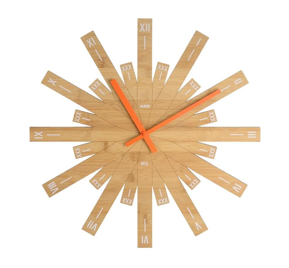 Alessi Raggiante MDL05 orologio da parete bambù
