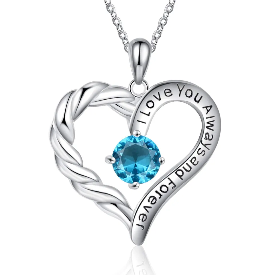 Jessemade Gioielli Collana Cuore Argento 925 Pietra Aprile