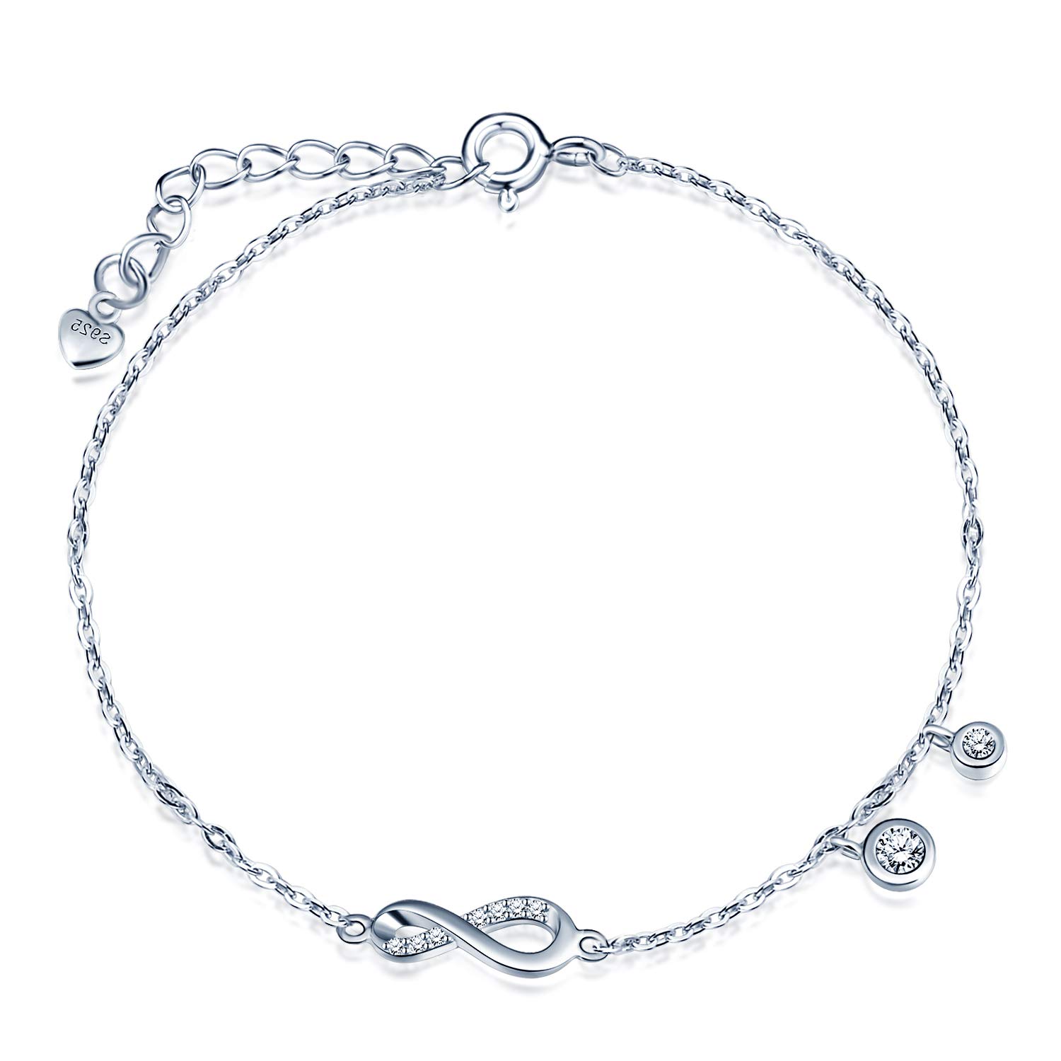 INFINIONLY Fashion Bracciale Infinito Argento 925 Regolabile