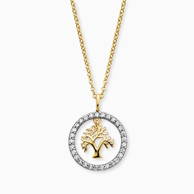 Engelsrufer Lebensbaum collana argento bicolor zirconia