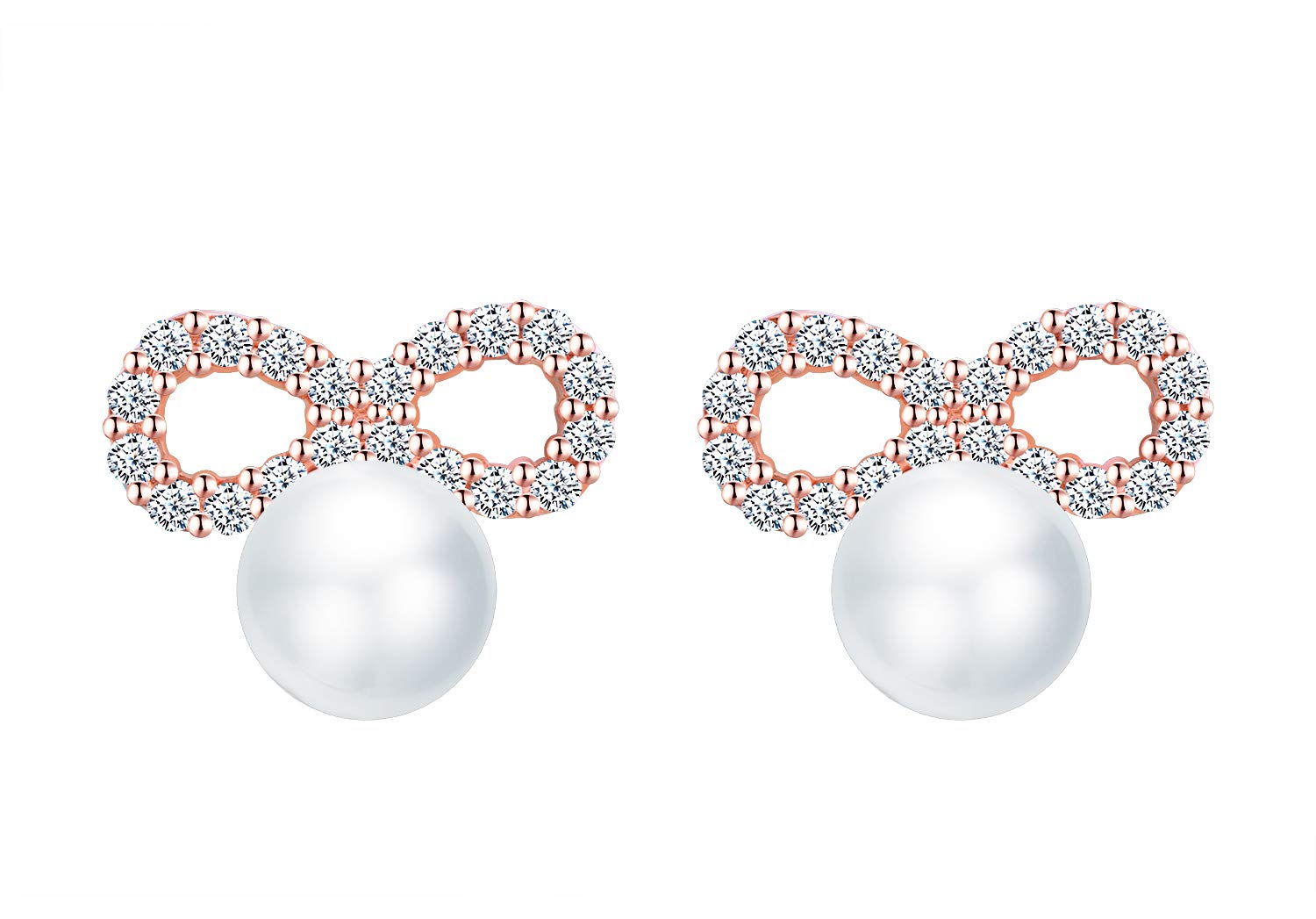 INFINIONLY Fashion Earrings orecchini perle infinito oro rosa