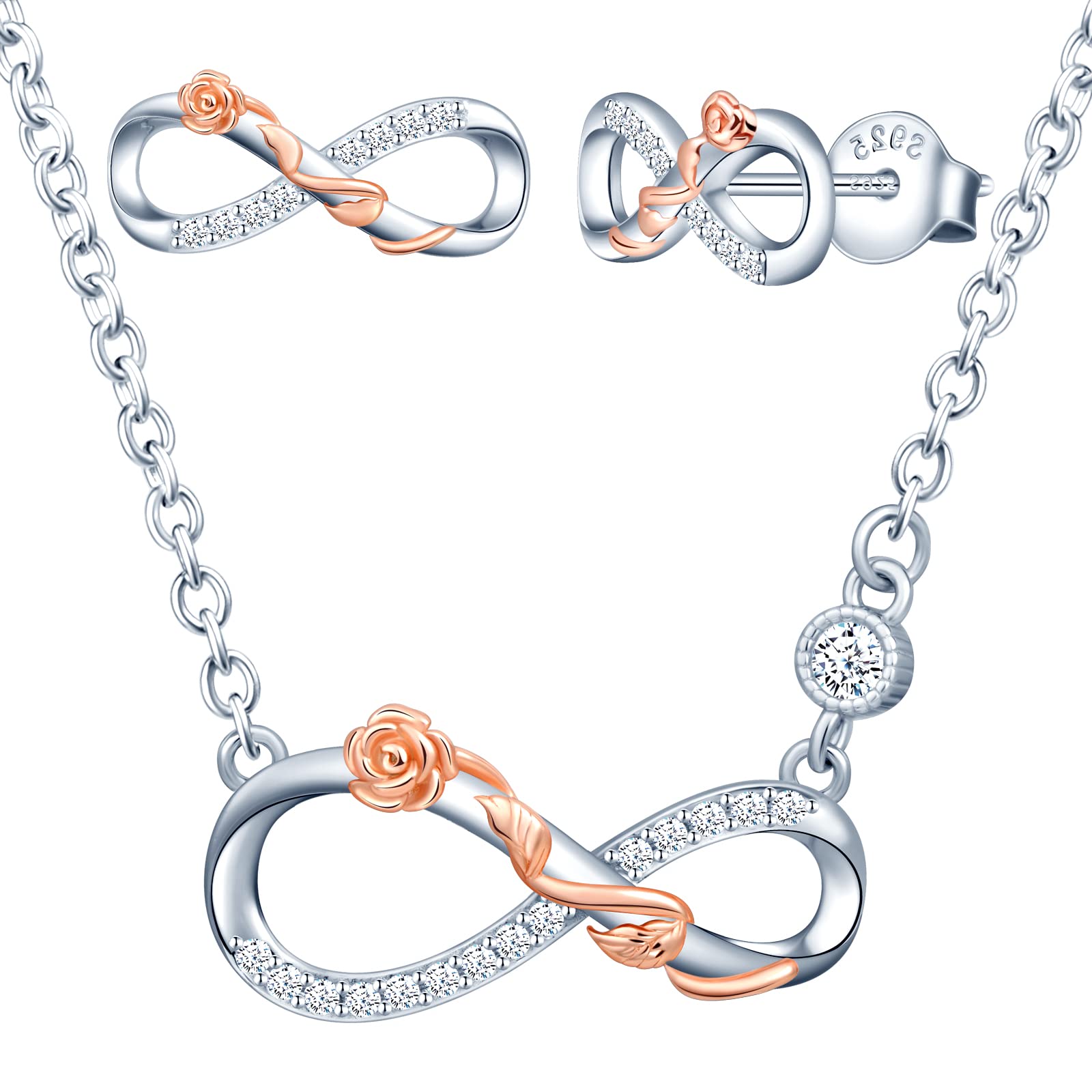 INFINIONLY Fashion Necklaces collana bicolore infinito rosa