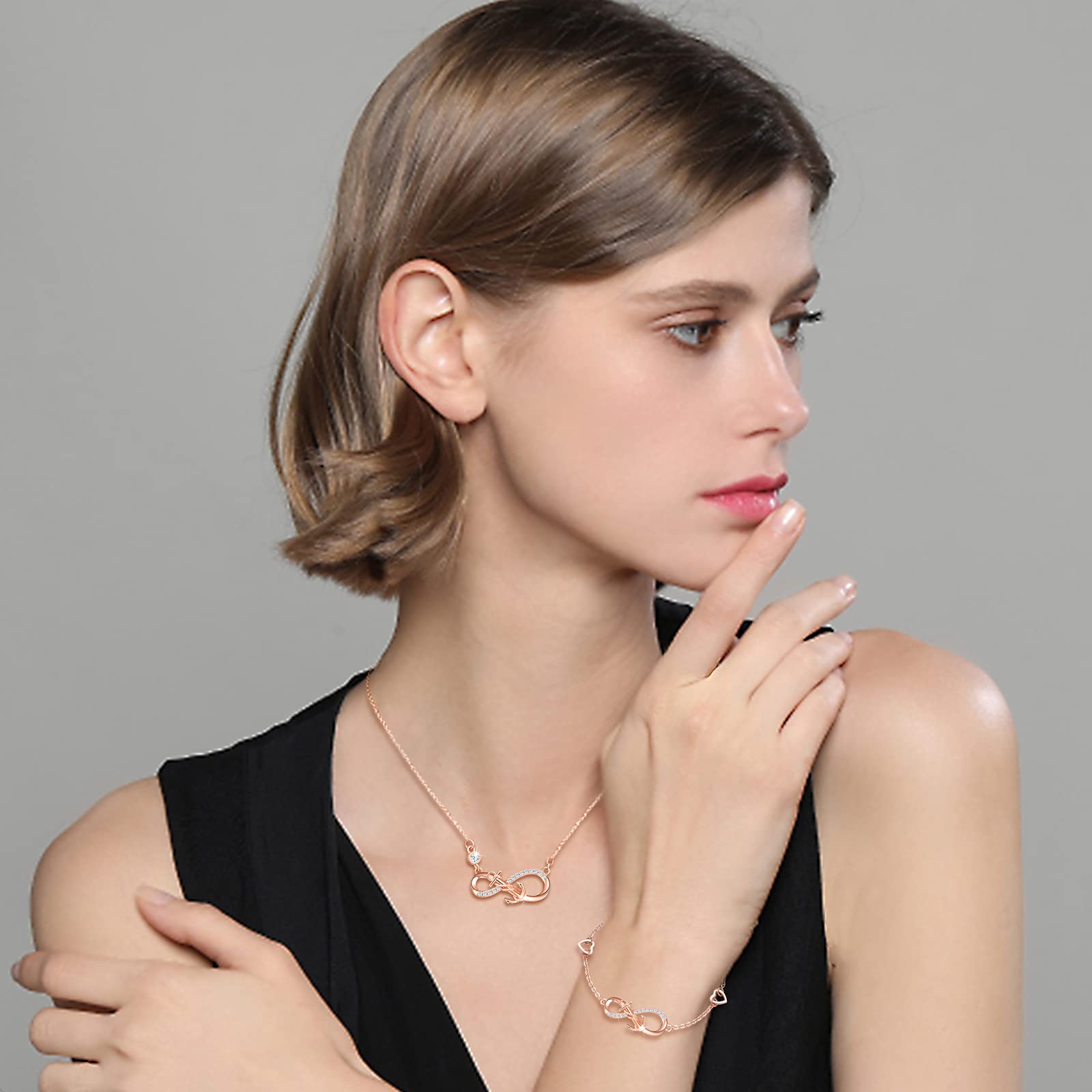 INFINIONLY Fashion Necklaces set gioielli B oro rosa