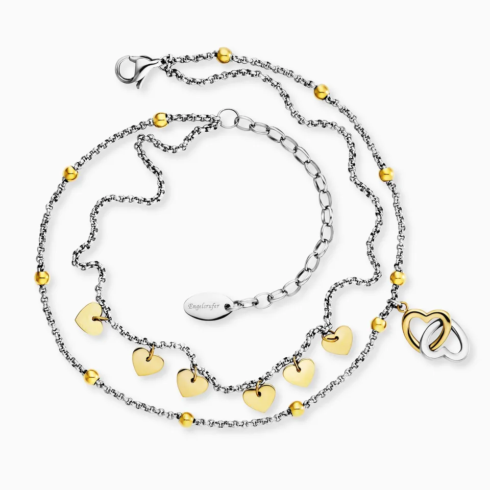 Engelsrufer Cavigliera Acciaio Cuori Bicolor Ali