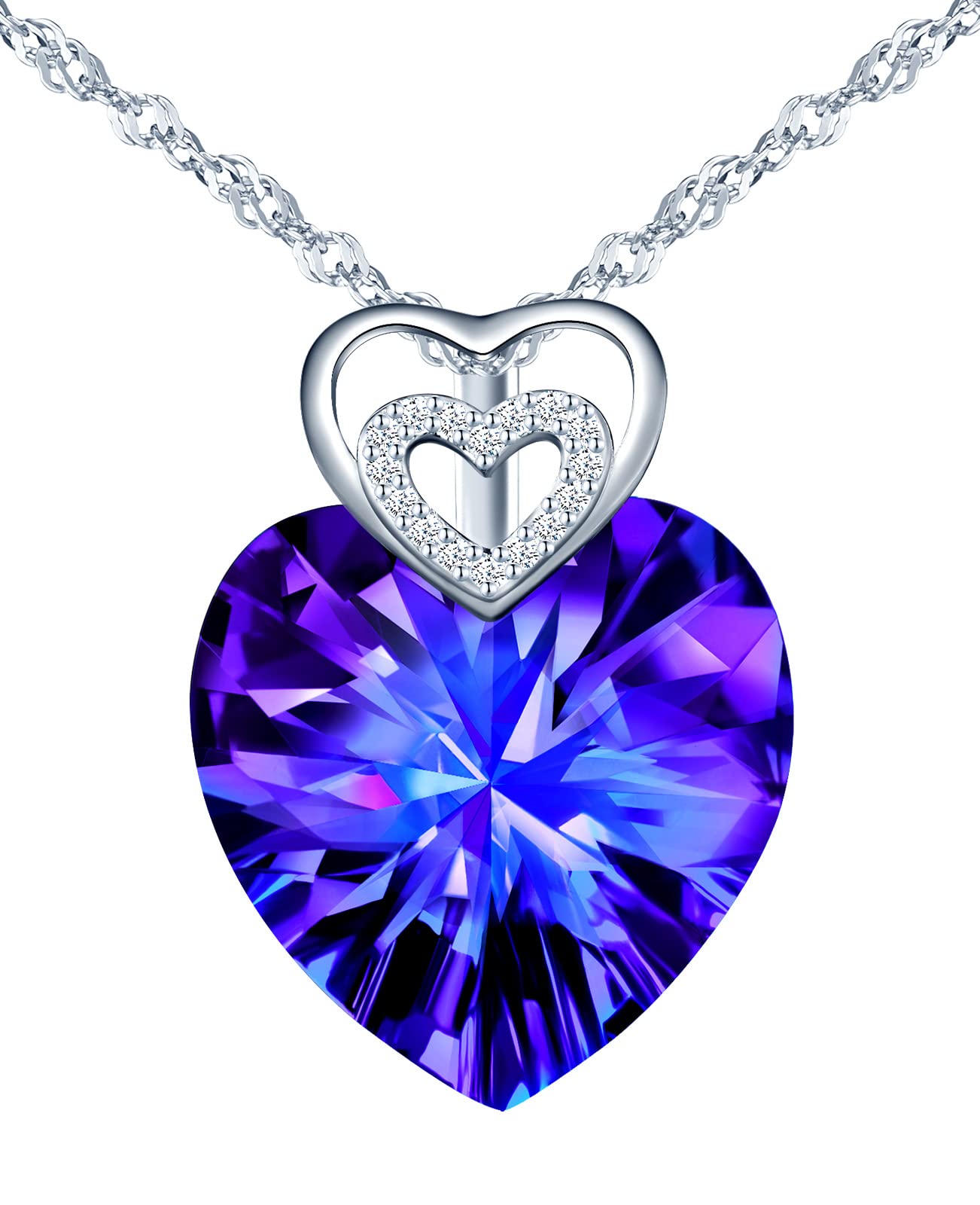 INFINIONLY Fashion Necklaces Collana Cuore Oceano Blu 45cm