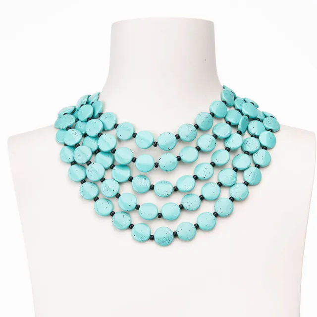 Chic Ad Hoc Collana corta multifili turchese estiva