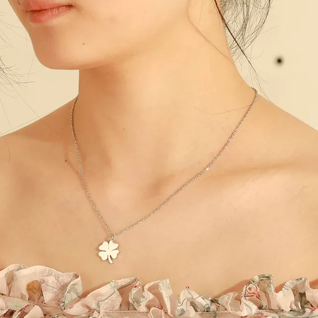 EUEAVAN Collana Quadrifoglio Argento Donna Girocollo Amuleto