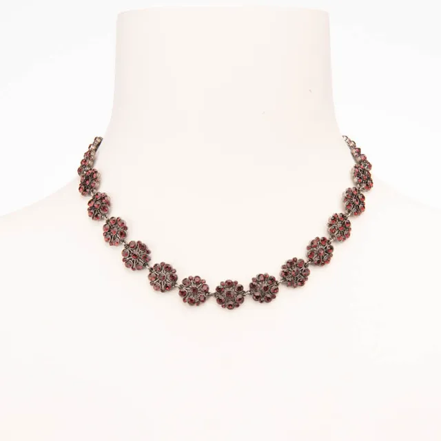 Chic Ad Hoc Collana choker cristalli granato bordeaux