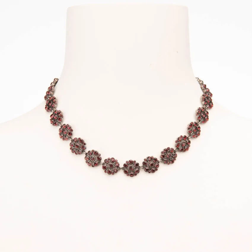 Chic Ad Hoc Collana choker cristalli granato bordeaux