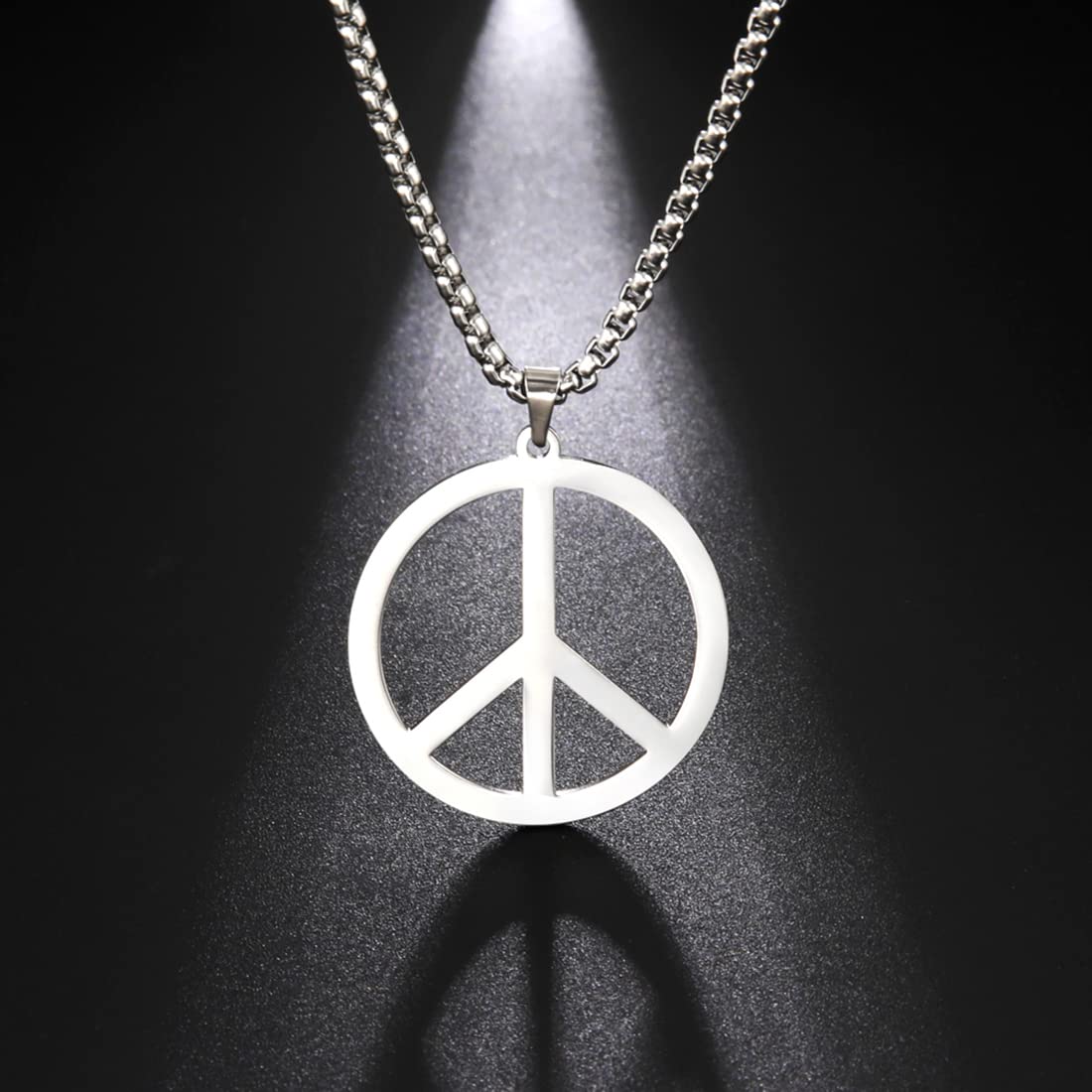 EUEAVAN Necklaces collana segno pace rotonda argento