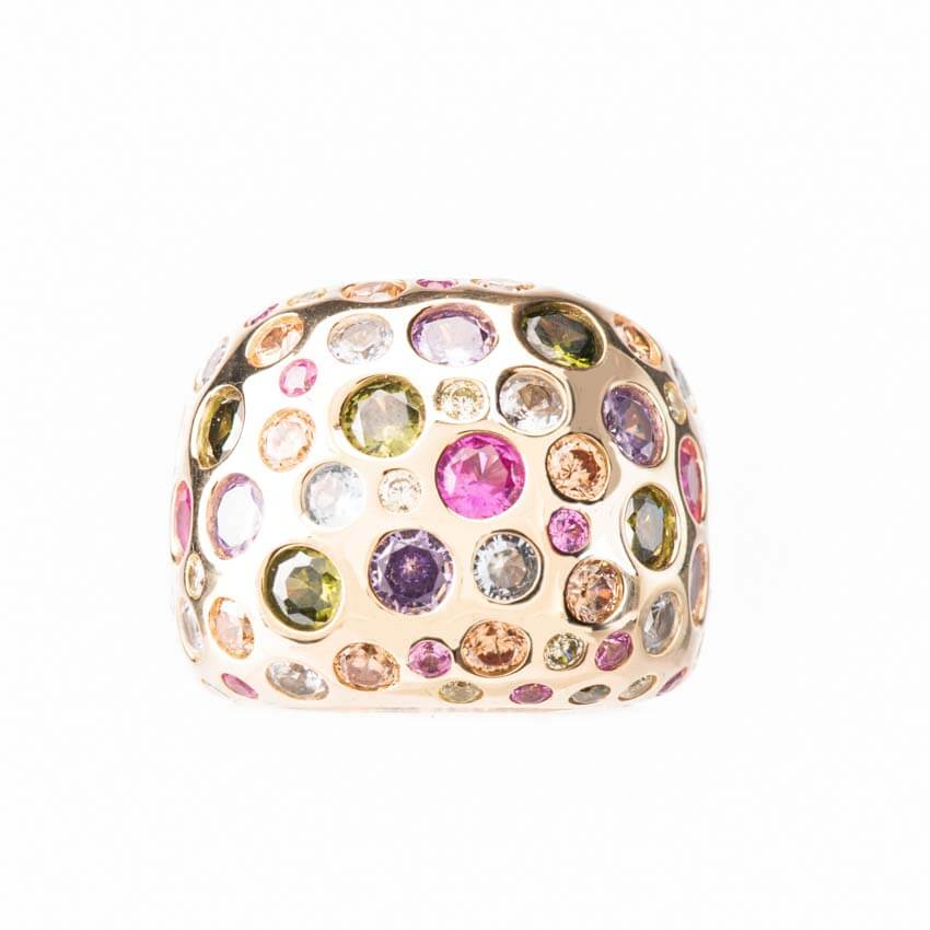Chic Ad Hoc Anelli anello fascia bombata zirconi multicolor