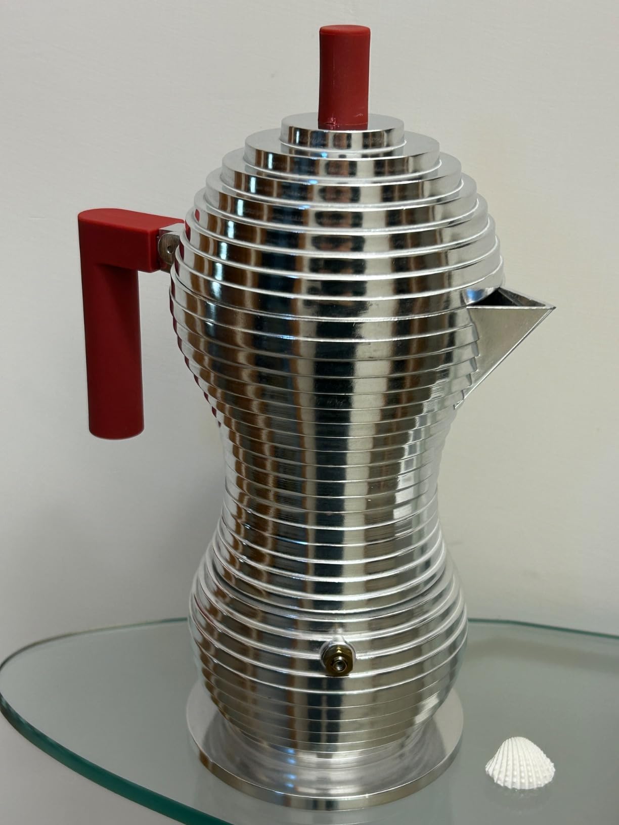 Alessi Pulcina Caffettiera Moka 3 Tazze Rossa Alluminio
