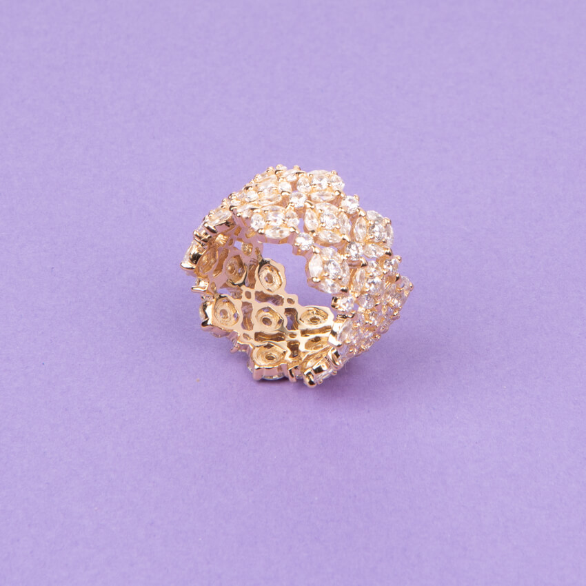 Chic Ad Hoc Anello Fascia Floreale Oro Motivi Fiori