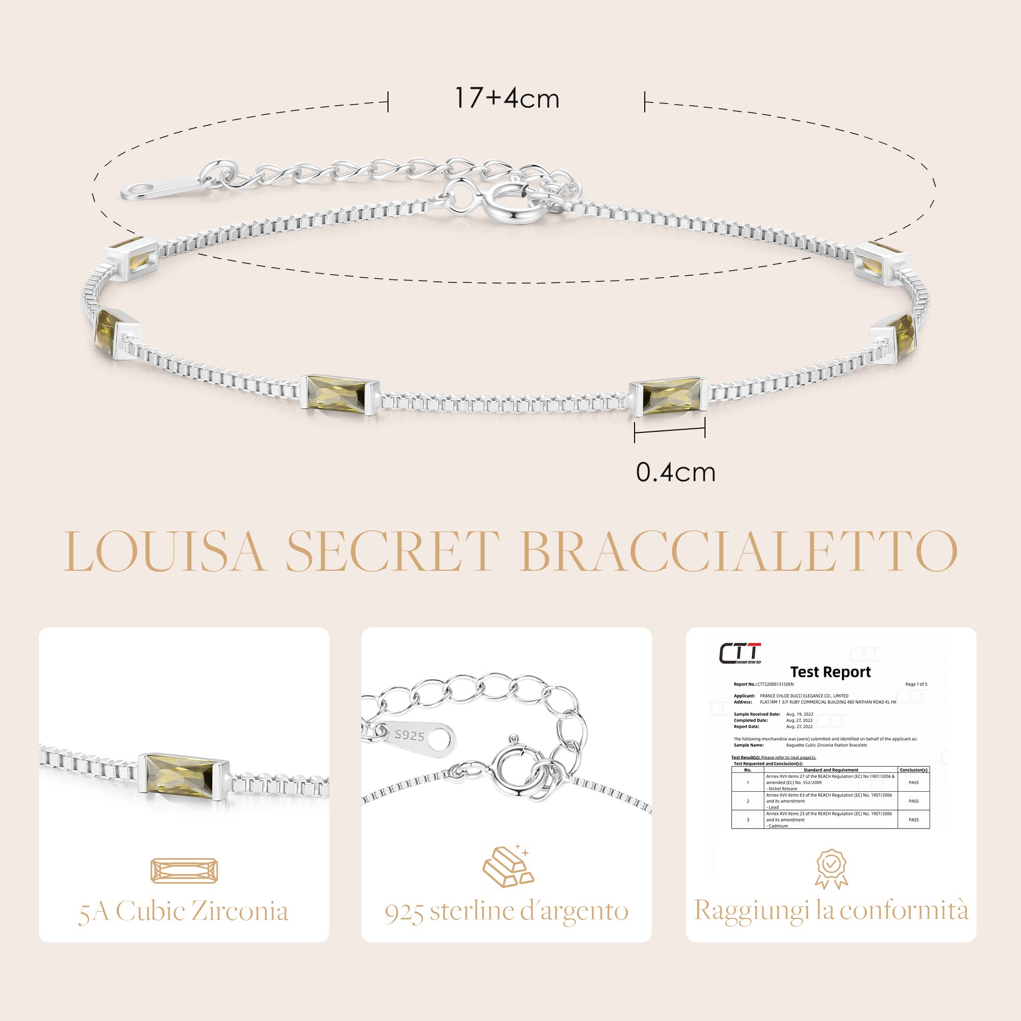 LOUISA SECRET Bracelets Bracciale argento 925 zirconi agosto