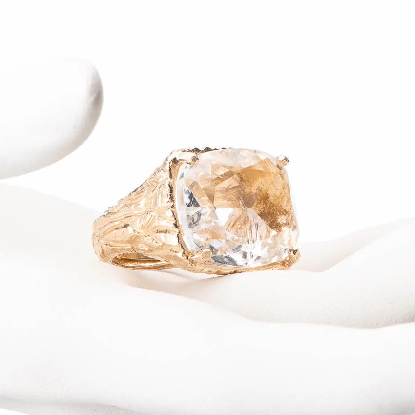 Chic Ad Hoc Anello moderno oro cristallo di rocca