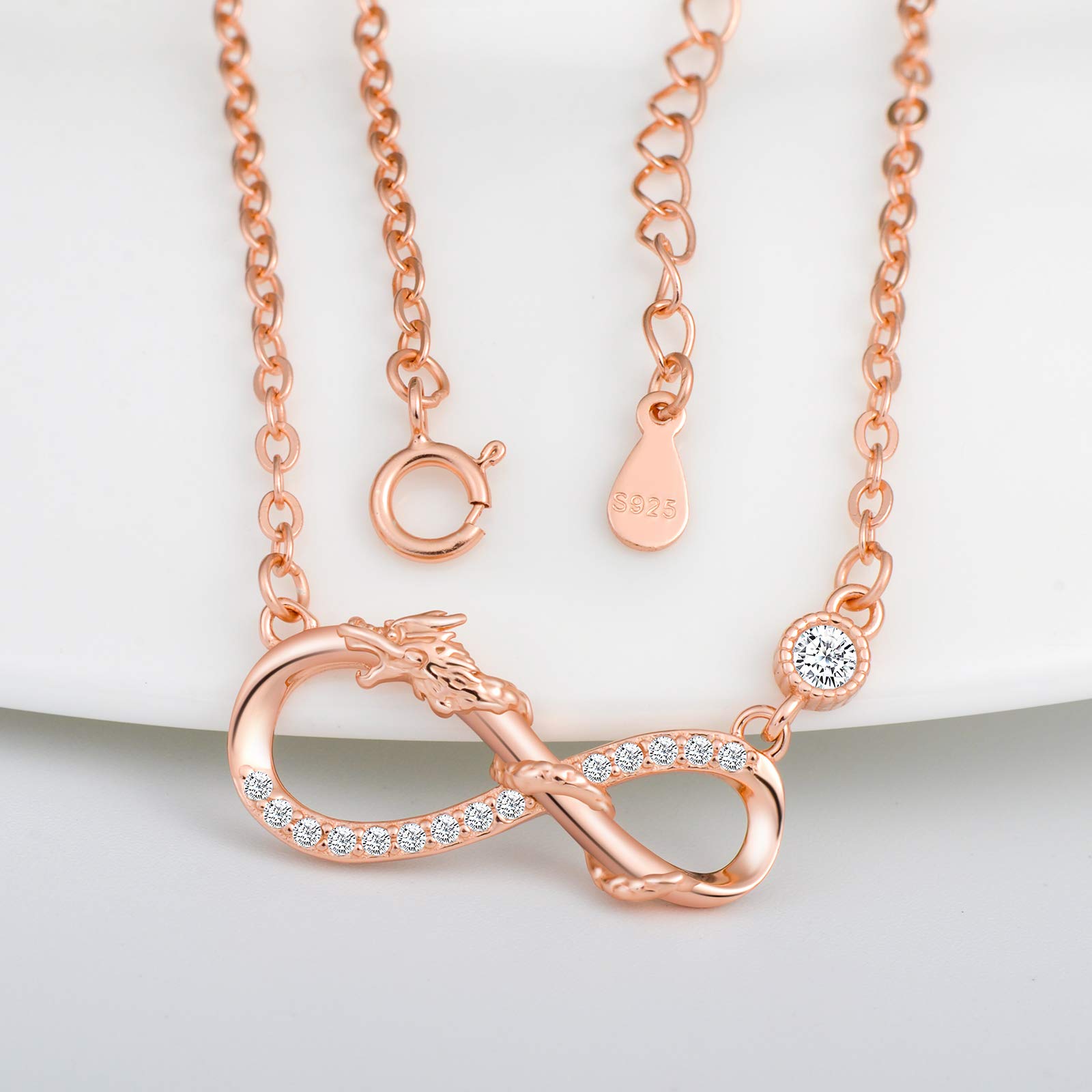 INFINIONLY Fashion Necklaces Rose gold-Necklace collana oro rosa drago