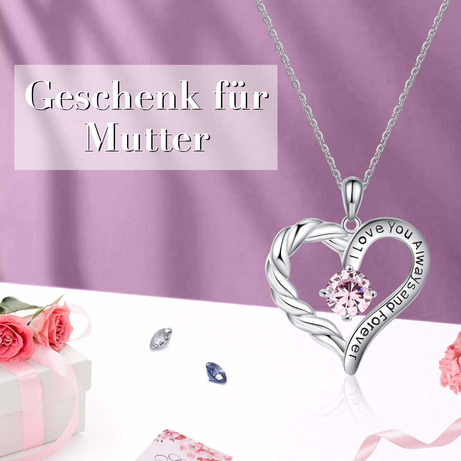 Jessemade Gioielli collana cuore argento 925 birthstone