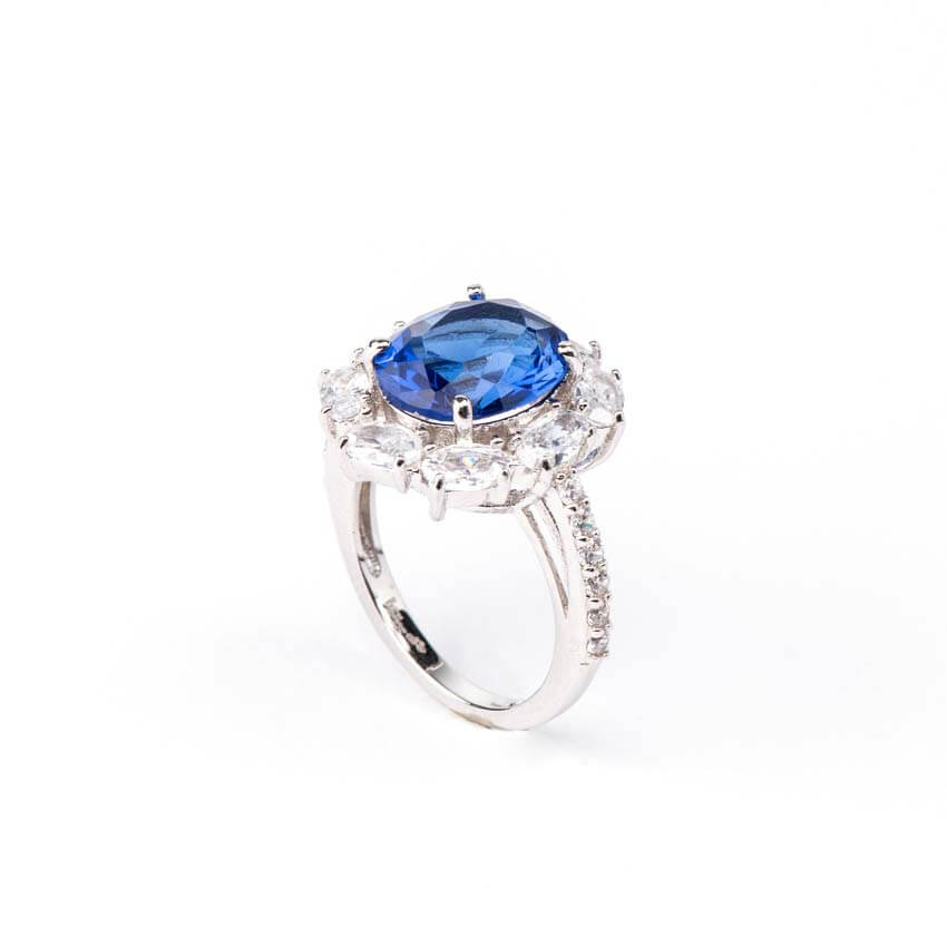 Chic Ad Hoc Anelli Anello Fiore Zaffiro Petali Crystal
