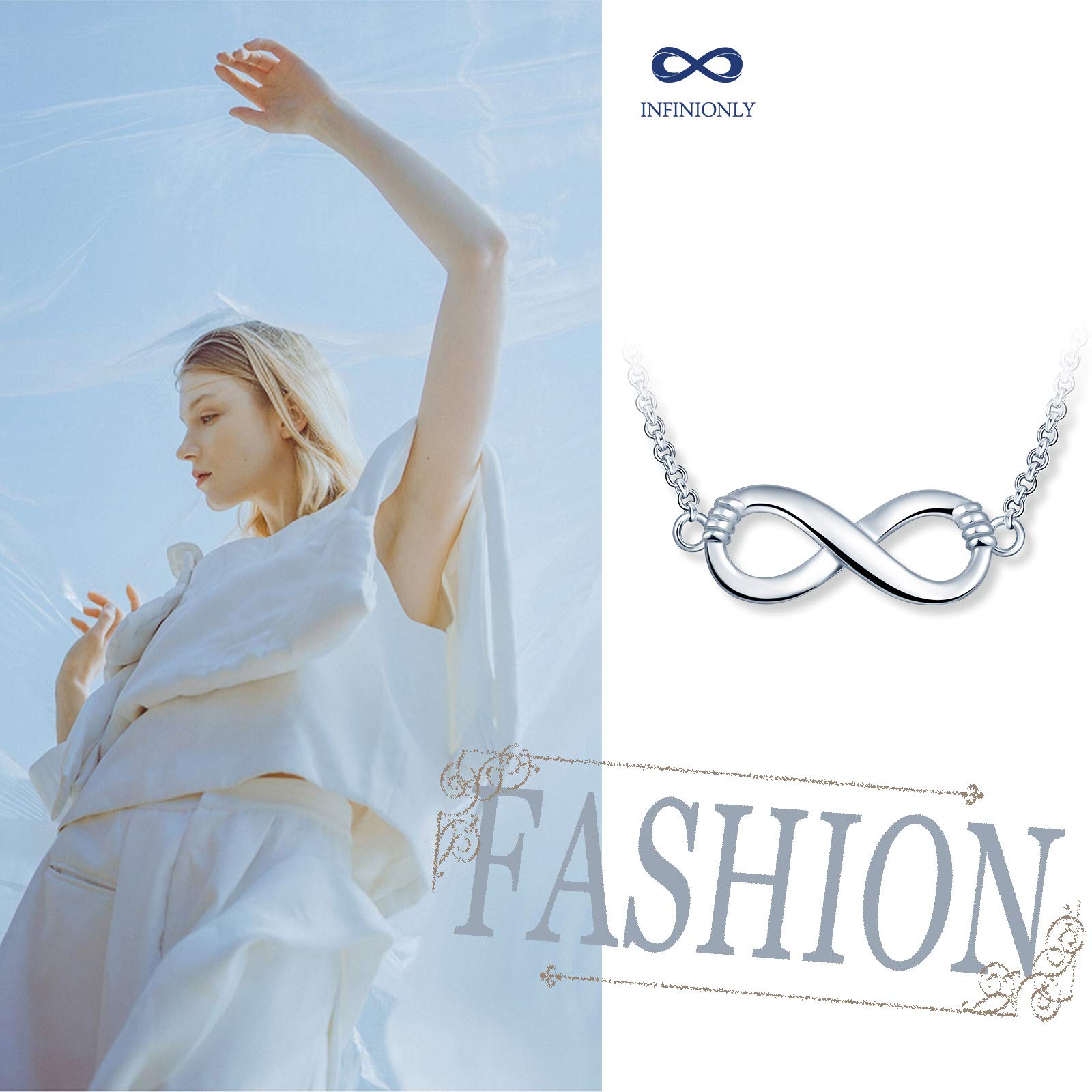 INFINIONLY Fashion Collana argento 925 infinito zirconi