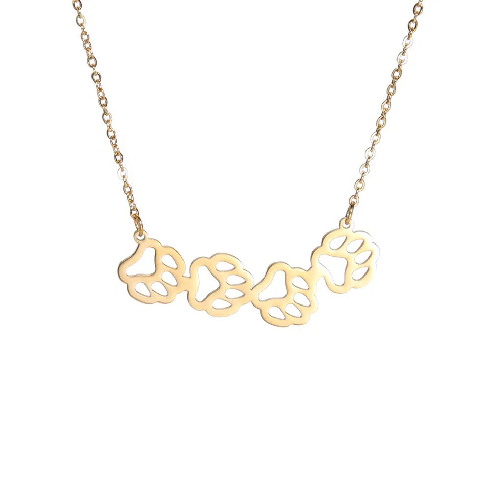 Eueavan Collana Zampa Cane Ciondolo 45+5 cm Argento