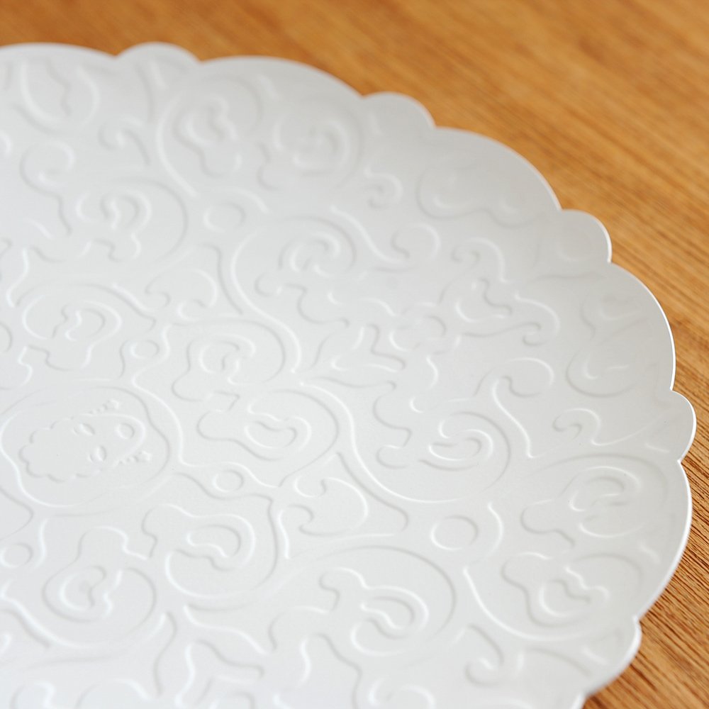 Alessi Dressed Vassoio Rotondo 25 cm Bianco Acciaio Rilievo