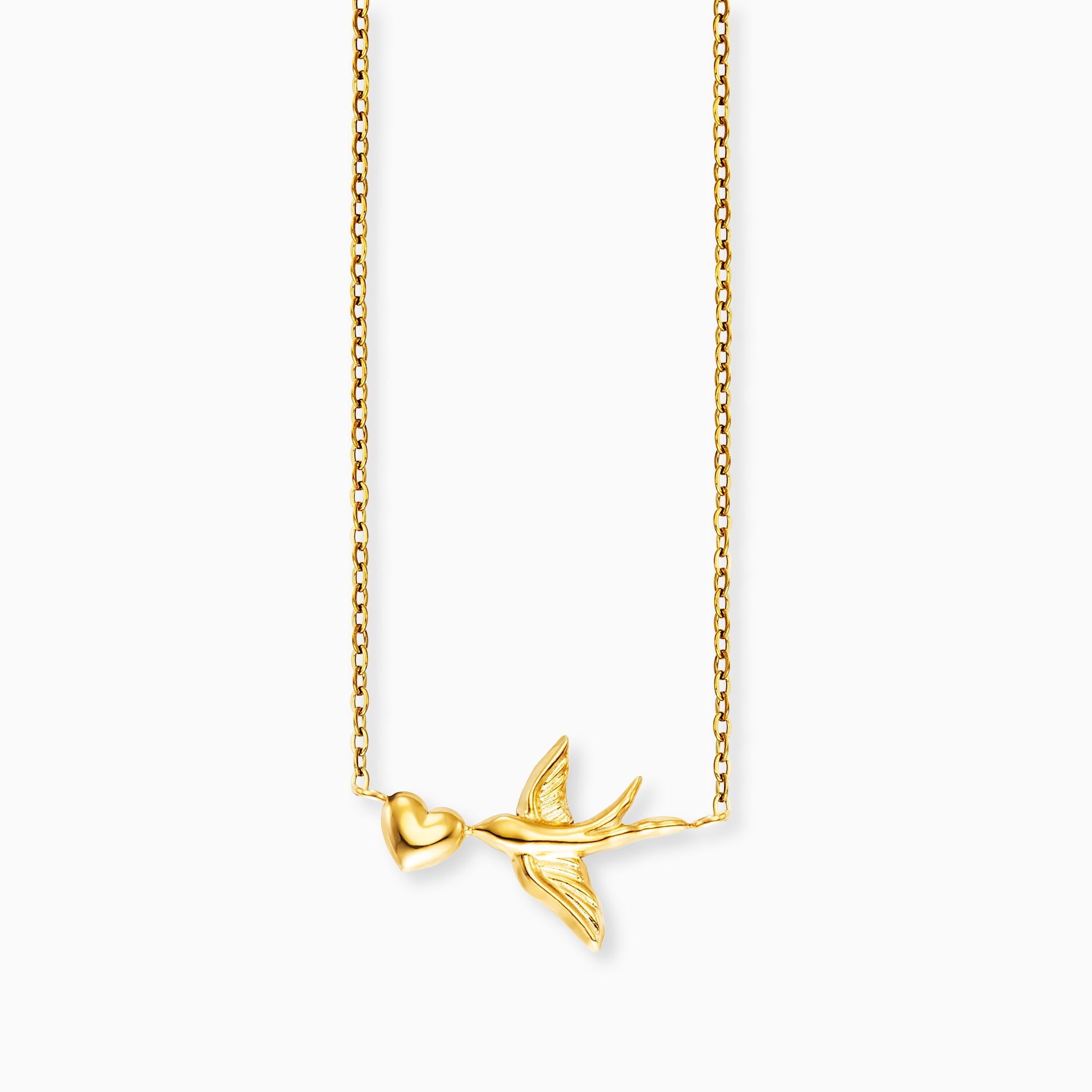 Engelsrufer MySteel Freedom collana acciaio oro cuore rondine