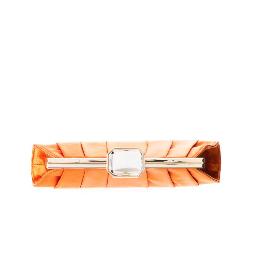 Chic Ad Hoc Pochette plissettata arancione chiusura gioiello