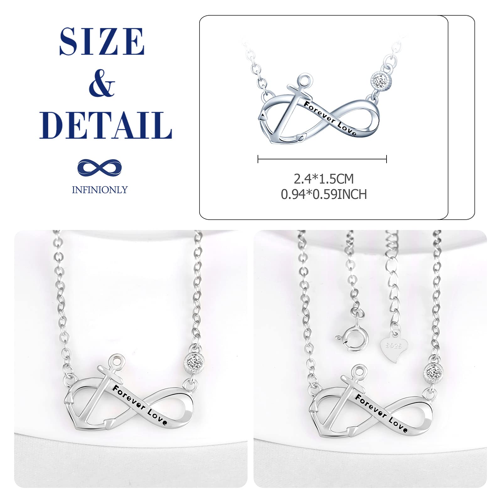 INFINIONLY Collana Infinito Ancora Argento Variante C Collana