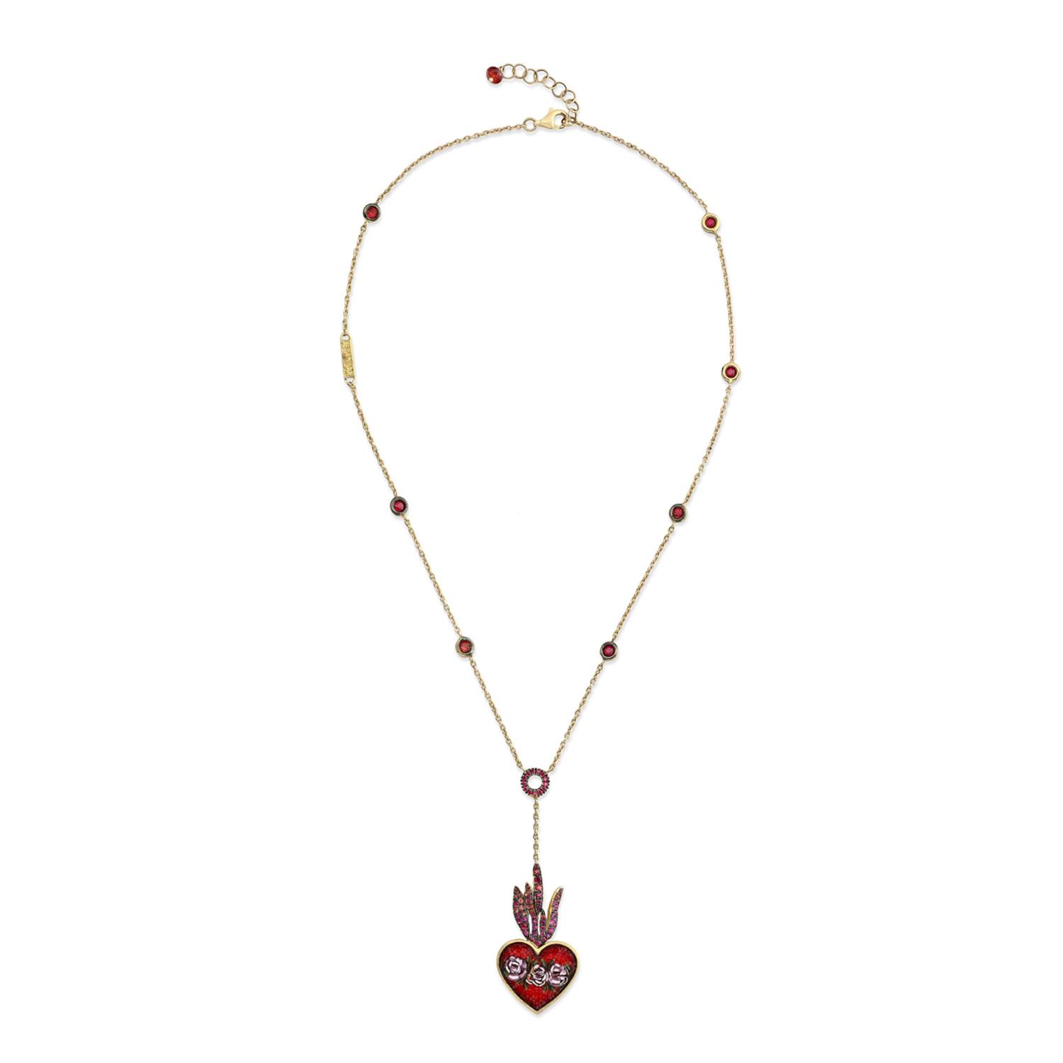 Le Sibille Flameheart Necklace Collana Oro Rubini Mosaico