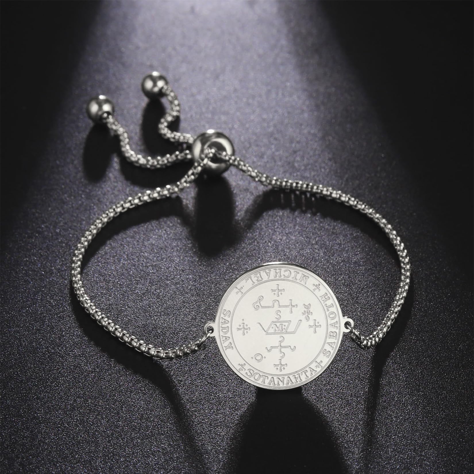 EUEAVAN Bracciale 7 Arcangelo Michael Argento Acciaio